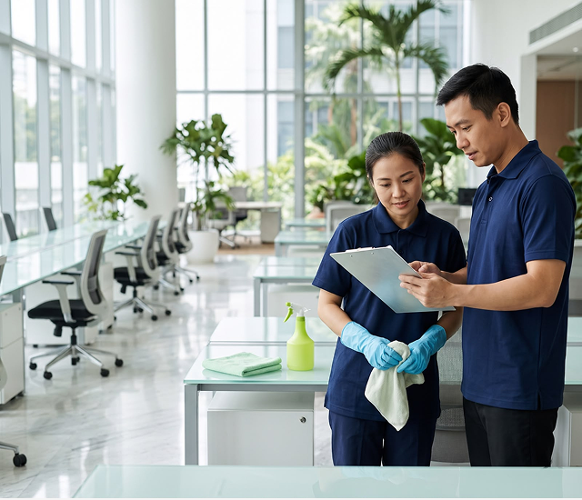 Professional commercial cleaning team